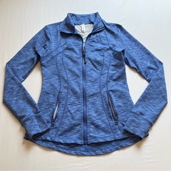 LULULEMON ATHLETICA blue space dye knit athletic zip up long sleeve jacket